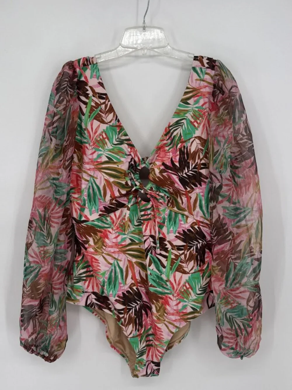 Kim Gravel x Swimsuits For All Size 18 W Chiffon Sleeve One-Piece Daquiri Palm